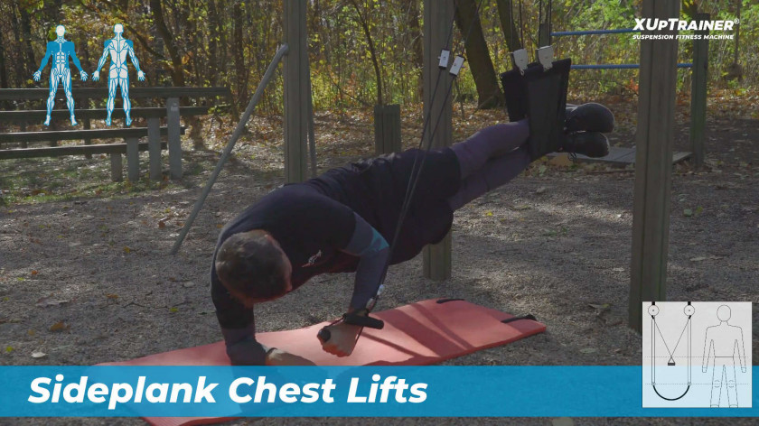 XUP Sideplank Chest Lifts - cvičení na spodní prsa a core