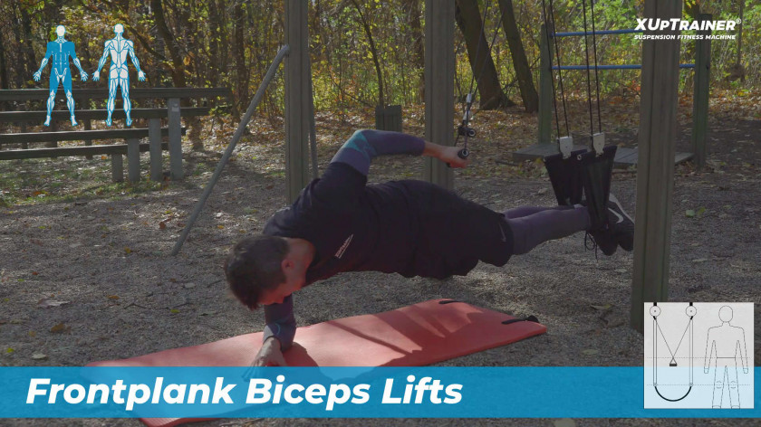 XUP Frontplank Biceps Lifts - hard exercise for core and biceps